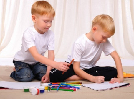 Twins completing a research related activity research study